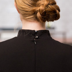 Sweatshirt collared dress, balck