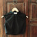 Short collared top, black
