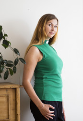 Green jersey knit nursing top for clergy