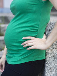 Jersey knit maternity top for deacon, green