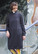 Merino wool dress with a tab collar
