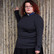 Fitted merino wool sweater with a blue tab collar
