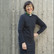 Fitted merino wool dress with a green tab collar