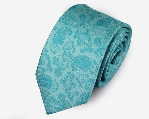 VENIZ 70mm Turkoosi kashmirkuvioitu solmio