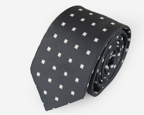 VENIZ 70mm musta neliä/tähti pilkullinen solmio