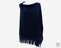 Navysininen Poncho säämiskähapsuilla