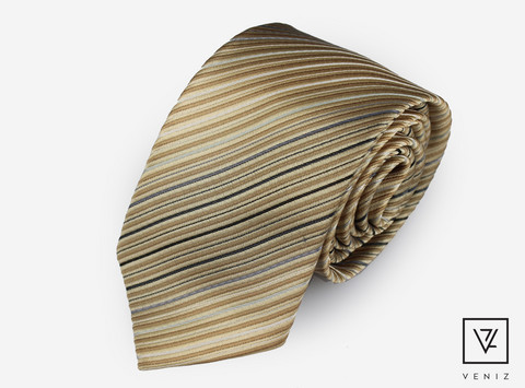 Raidallinen beige solmio 70mm