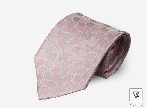Vaaleanpunainen kuosillinen solmio 90mm