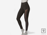 Mustat sivuverkotetut leggingsit