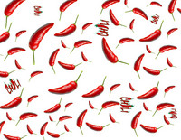 Valkoinen Multiscarf -tuubihuivi chili-kuosilla