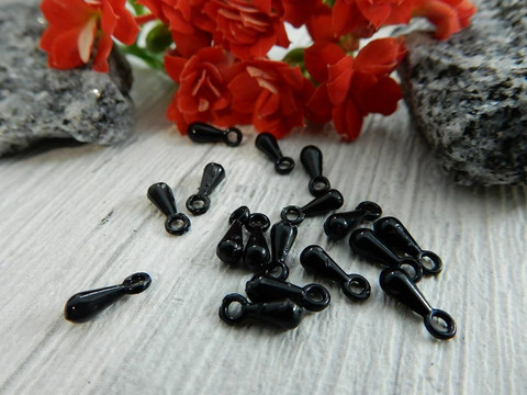 Ketjunpääte/riipus, 7x2.5mm, musta, 20kpl
