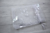 Organzapussi perhonen, 7x9cm, valkoinen, 1kpl