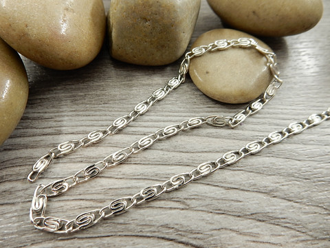 Kuvioketju, 2.5x6.5mm, kromi, 1m
