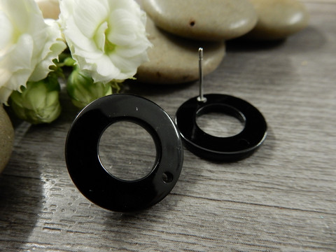 Korvakorutappi reiällä  rengas, 18x12mm, musta, 1pari