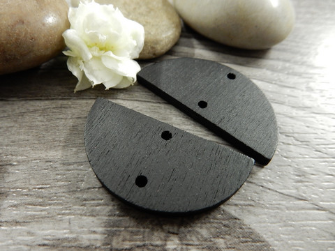 Puuriipus puoliympyrä/linkki, 31x15mm, musta, 1kpl