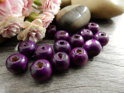 Puuhelmi, 7x8mm, purppura, 20kpl