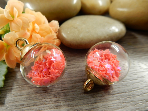 Lasipalloriipus tähdet, 21x16mm, oranssi, 1kpl