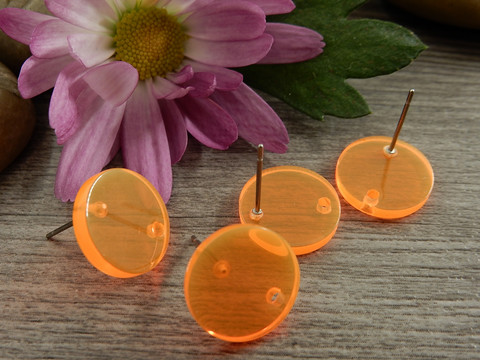Korvakorutappi ympyrä reiällä, 14x13mm, oranssi, 1pari