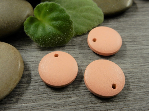 Puuriipus ympyrä, 15mm, persikka, 1kpl