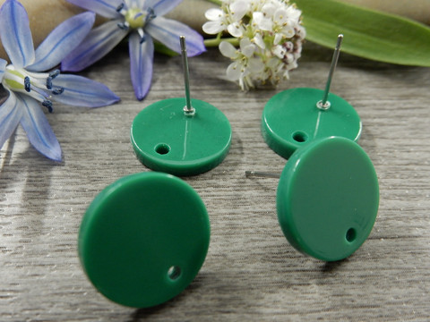 Korvakorutappi ympyrä reiällä, 14x13mm, tummanvihreä, 1pari