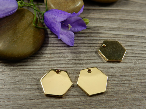 Hexagonriipus, 10x12mm, kulta, 1kpl