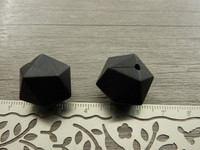 Silikonihelmi kulmikas hexagon, 17mm, musta, 1kpl