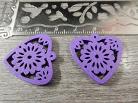 Puuriipus sydän, 25x24mm, liila, 1kpl