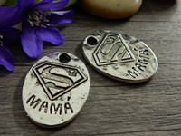 Supermama riipus, 25x18mm, kromi, 1kpl