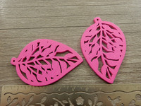Puuriipus lehti, 54x36mm, pinkki, 1kpl