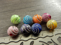 Akryylihelmi kierre, 10mm, mixsetti, 20kpl