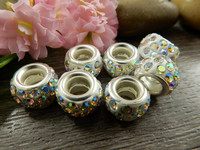 Shamballa pandora helmi, 12x7mm, ab kirkas, 1kpl