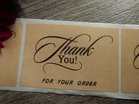 Thank you for your order tarra, 25x37mm, ruskea, 10kpl