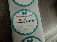 Homemade with love tarra, 25mm, moniväri, 10kpl