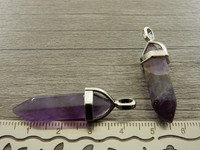 Kristalliriipus ametisti, 38x12mm, kromi/liila, 1kpl