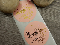 Thank you for your order tarra, 38mm, kulta/vaaleanpunainen, 10kpl
