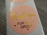 Thank you for your order tarra, 38mm, kulta/vaaleanpunainen, 10kpl