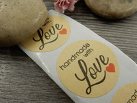 Handmade with love tarra, 25mm, ruskea, 10kpl