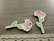 Puuriipus kukka, 40x20x3mm, pinkki-vihreä,1kpl