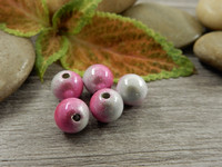 Heijastava helmi, 8mm, hopea-pinkki, 1kpl