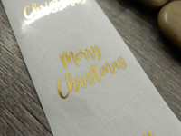 Merry christmas tarra, 25mm, kulta/kirkas, 10kpl