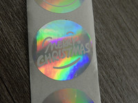 Merry christmas tarra, 25mm, hologrammi, 10kpl