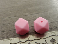 Silikonihelmi hexagon, 14mm, pinkki, 1kpl
