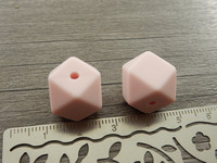 Silikonihelmi hexagon, 14mm, vaaleanpunainen, 1kpl