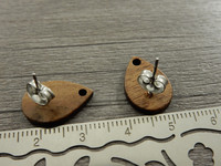 Korvakorutappi pisara+lukko, 17x11.5x0.7mm, rst puu, 1pari