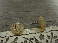 Korvakorutappi ympyrä reiällä glitter, 14x13mm, kulta, 1pari