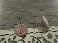 Korvakorutappi ympyrä reiällä glitter, 14x13mm, vaaleanpunainen, 1pari