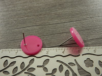 Korvakorutappi ympyrä reiällä, 14x13mm, pinkki, 1pari