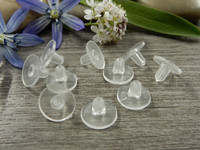 Korvakorun tausta silikoni pyöreä, 6x9mm, kirkas, 100kpl
