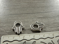Helmikehys hamsa, 16x13mm, kromi, 1kpl
