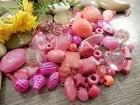 Akryylihelmi lajitelma, 3-28mm, pinkki, 50g